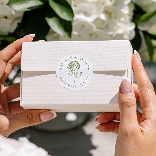 Classic Olive Green Hydrangea Wedding ラウンドシール