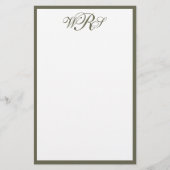 Classic Olive Green Monogram 便箋 (正面)