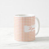 Classic Orange Gingham Personalized Name  コーヒーマグカップ (正面右)