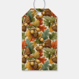 Classic Orange Green Pinecones Acorns ギフトタグ