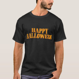 Classic Orange Happy Halloween Slogan Tシャツ