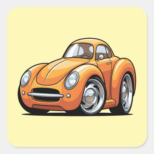 Classic Orange Toon Car スクエアシール (正面)