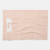 Classic Orange & White Gingham | Personalized Name キッチンタオル (横)