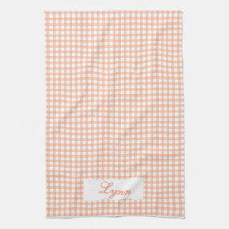Classic Orange & White Gingham | Personalized Name キッチンタオル