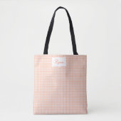 Classic Orange & White Gingham | Personalized Name トートバッグ (正面)