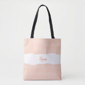 Classic Orange & White Gingham | Personalized Name トートバッグ (正面)