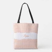 Classic Orange & White Gingham | Personalized Name トートバッグ (裏面)
