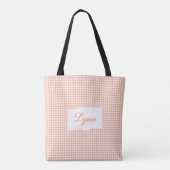 Classic Orange & White Gingham | Personalized Name トートバッグ (裏面)