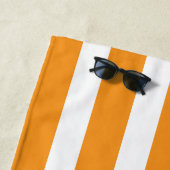 Classic Orange White Striped Beach Towel with Name ビーチタオル (インサイチュ)