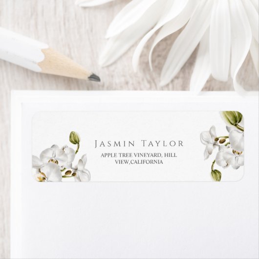 Classic Orchids Frame Elegant Wedding  ラベル (インサイチュ)