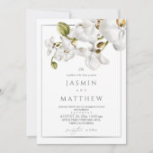 Classic Orchids Frame Elegant Wedding Photo 招待状 (正面)