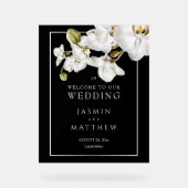 Classic Orchids Frame Elegant Welcome Wedding Sign アクリルサイン (正面)