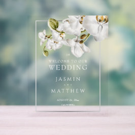 Classic Orchids Frame Elegant Welcome Wedding Sign アクリルサイン
