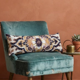 Classic Oriental Floral Mustard and Maroon Accent ボディピロー