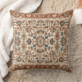 Classic Oriental Warm Terracotta Floral Geometic クッション (ブランケット)