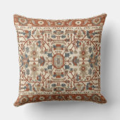 Classic Oriental Warm Terracotta Floral Geometic クッション (裏面)