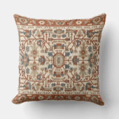 Classic Oriental Warm Terracotta Floral Geometic クッション (正面)