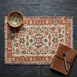 Classic Oriental Warm Terracotta Floral Geometic スローブランケット