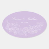 Classic Ornament Pastel Purple Wedding Crest 楕円形シール (正面)