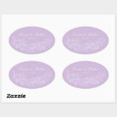 Classic Ornament Pastel Purple Wedding Crest 楕円形シール (シート)