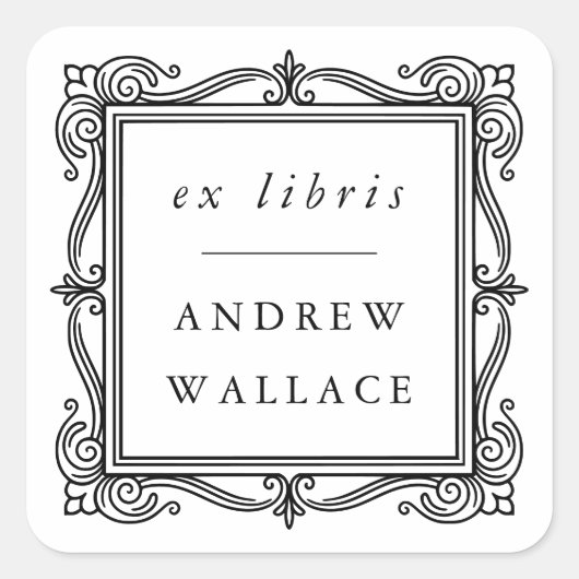 Classic Ornate Ex Libris Bookplate Stickers Custom スクエアシール (正面)