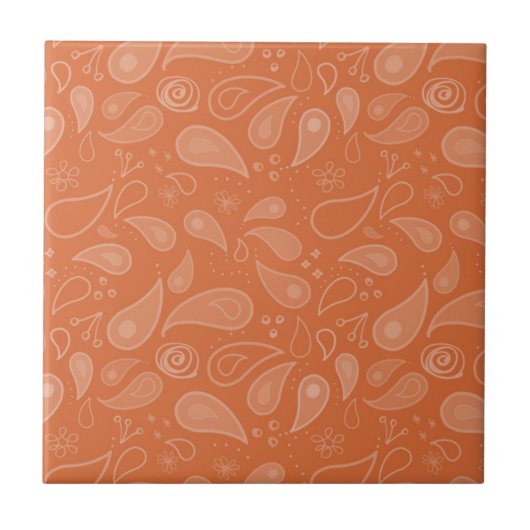 Classic Ornate Orange Paisley Pattern タイル (正面)