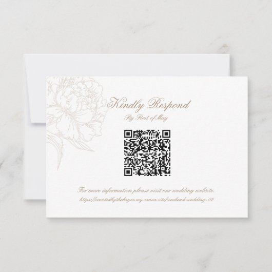 Classic Outline Floral QR code RSVP Respond Card (正面)