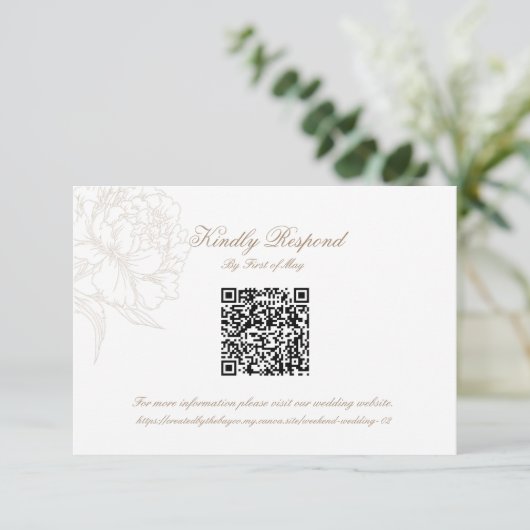 Classic Outline Floral QR code RSVP Respond Card (スタンド正面)