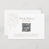 Classic Outline Floral QR code RSVP Respond Card (正面/裏面)