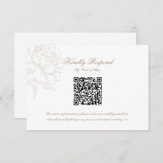 Classic Outline Floral QR code RSVP Respond Card (正面/裏面)