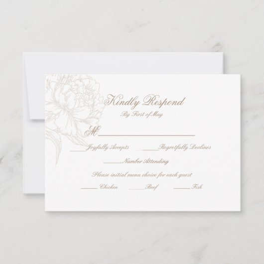 Classic Outline Floral RSVP Respond Card (正面)