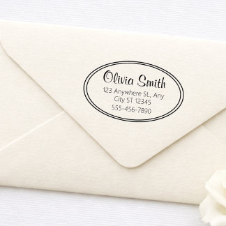 Classic Oval Border Return Address Rubber Stamp ラバースタンプ