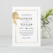 Classic Palms Trees Elegant Modern QR Code Wedding 招待状 (スタンド正面)