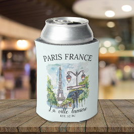 Classic Paris France Scenic Illustration 缶クーラー