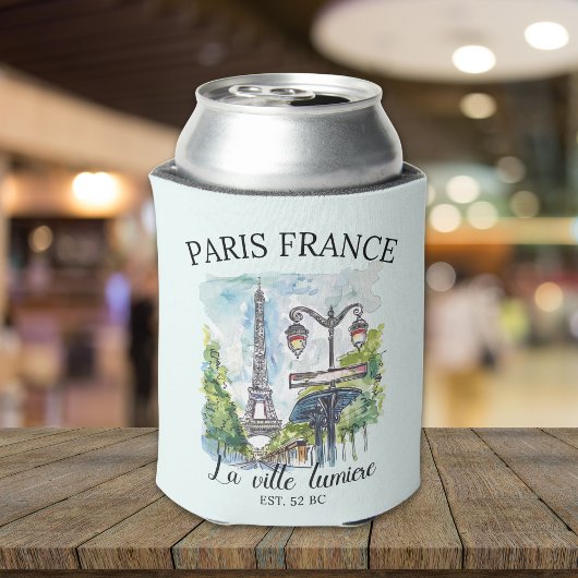 Classic Paris France Scenic Illustration 缶クーラー