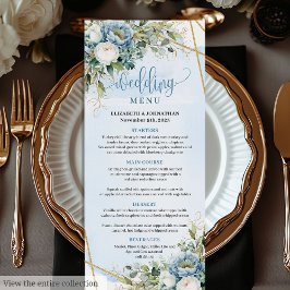 Classic Pastel Blue Peonies Gold Glitter Dinner  メニュー