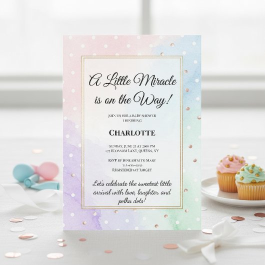 Classic Pastel Polka Dot Elegance Baby Shower  招待状