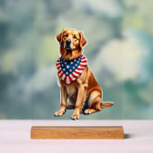 Classic Patriotic Golden Retriever Vintage Shirt 2 アクリルサイン (ニュートラル)