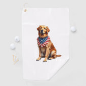 Classic Patriotic Golden Retriever Vintage Shirt 2 ゴルフタオル (インサイチュ)
