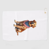 Classic Patriotic Golden Retriever Vintage Shirt 2 ゴルフタオル (横)