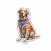 Classic Patriotic Golden Retriever Vintage Shirt 2 シール (正面)