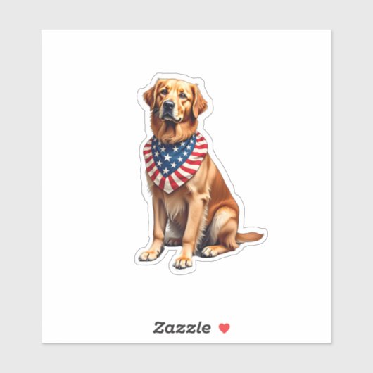 Classic Patriotic Golden Retriever Vintage Shirt 2 シール (シート)
