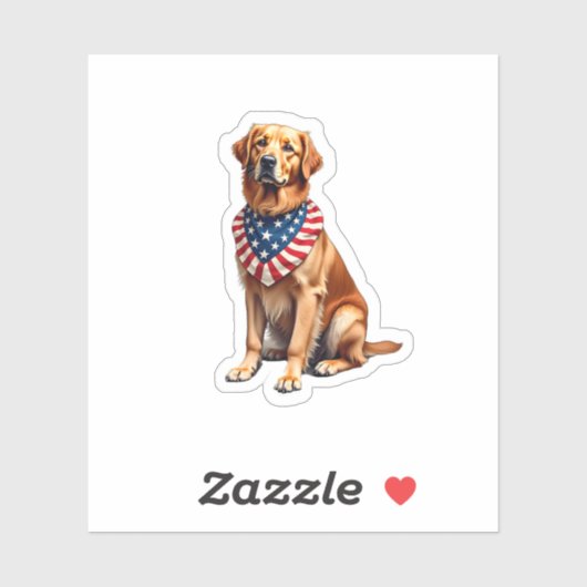 Classic Patriotic Golden Retriever Vintage Shirt 2 シール (シート)