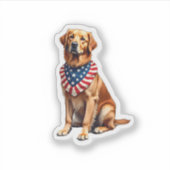 Classic Patriotic Golden Retriever Vintage Shirt 2 シール (正面)