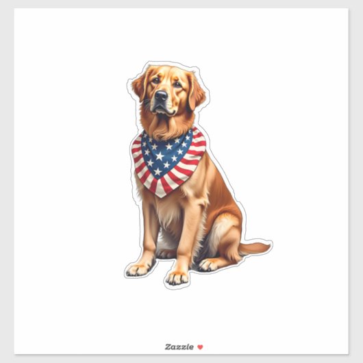 Classic Patriotic Golden Retriever Vintage Shirt 2 シール (シート)
