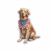 Classic Patriotic Golden Retriever Vintage Shirt 2 シール (正面)