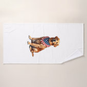 Classic Patriotic Golden Retriever Vintage Shirt 2 バスタオル (バスタオル)