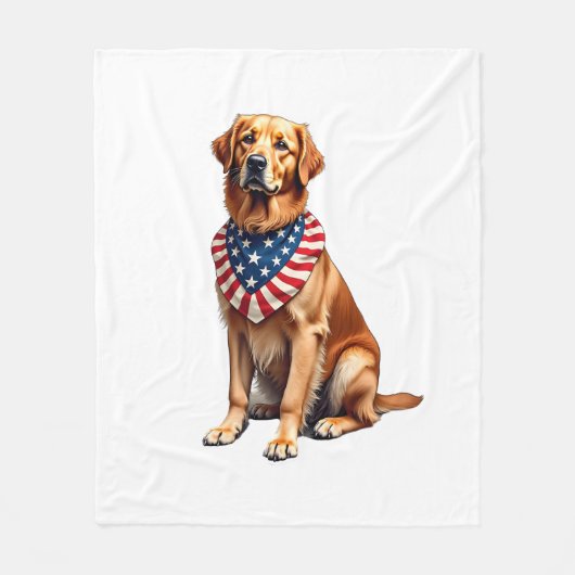 Classic Patriotic Golden Retriever Vintage Shirt 2 フリースブランケット (正面)