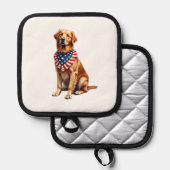 Classic Patriotic Golden Retriever Vintage Shirt 2 鍋敷き (正面/裏面)