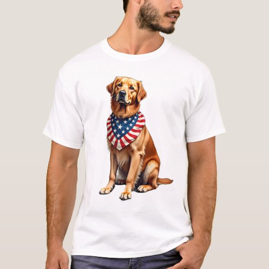 Classic Patriotic Golden Retriever Vintage Shirt 2 Tシャツ (正面)